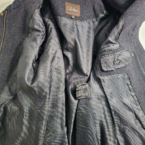 Cole Haan Womens Jacket Knit Full Zip Pockets Wool Cashmere Sz 8. No Belt - Picture 12 of 16